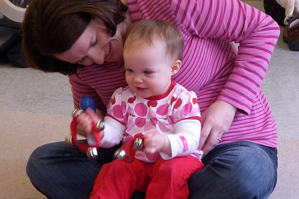 Mother and young child in Music Together class