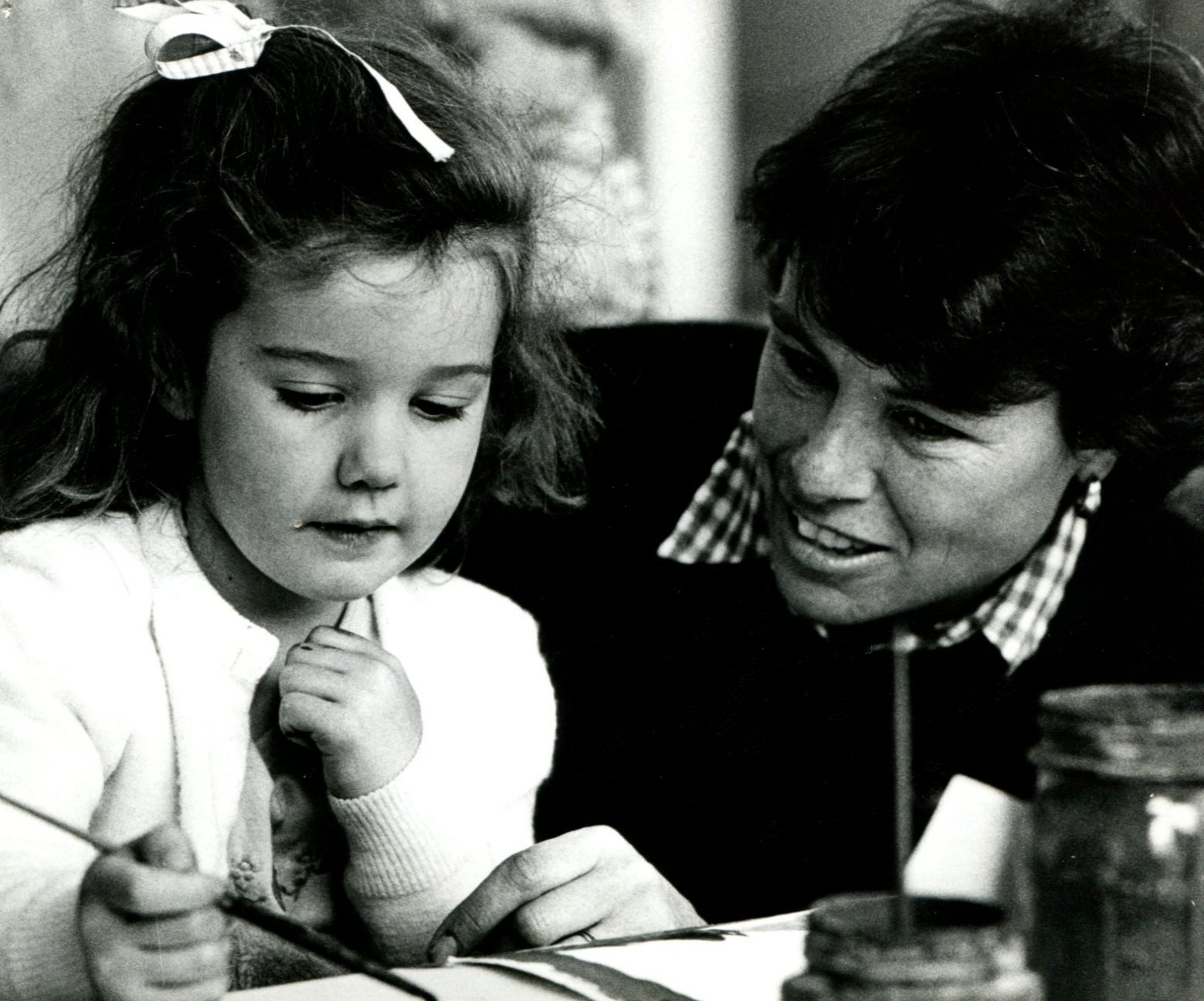 Carolyn Moritz (4) and Nancy Platner (teacher) May 22 1983 PreSchool