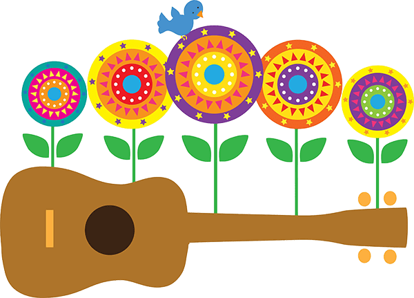 Ukulele and flowers