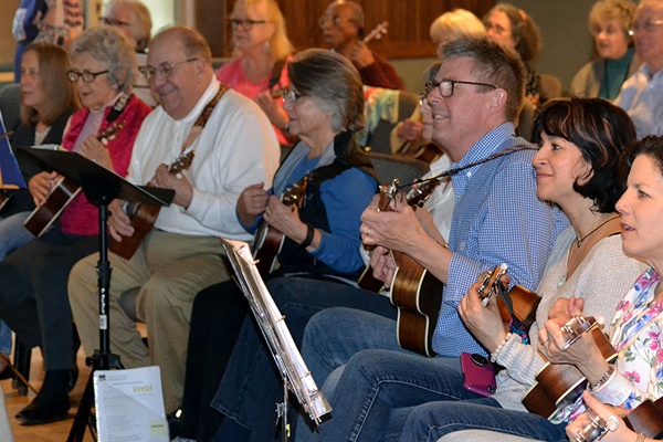 Over 65 musicians of all generations played together at SSC's first South Shore Ukulele Festival.