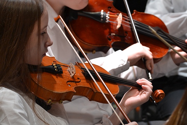 Young girl playing the violin