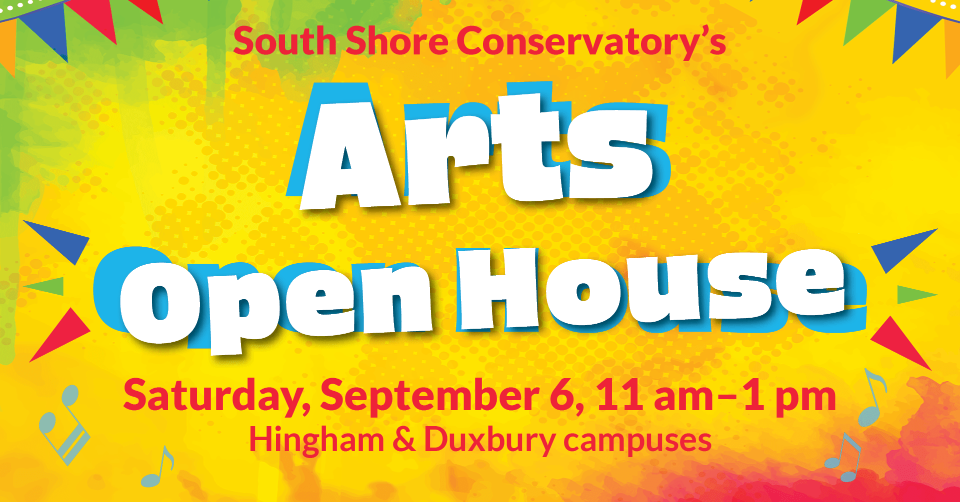 colorful graphic about Arts Open House on 9/6/25