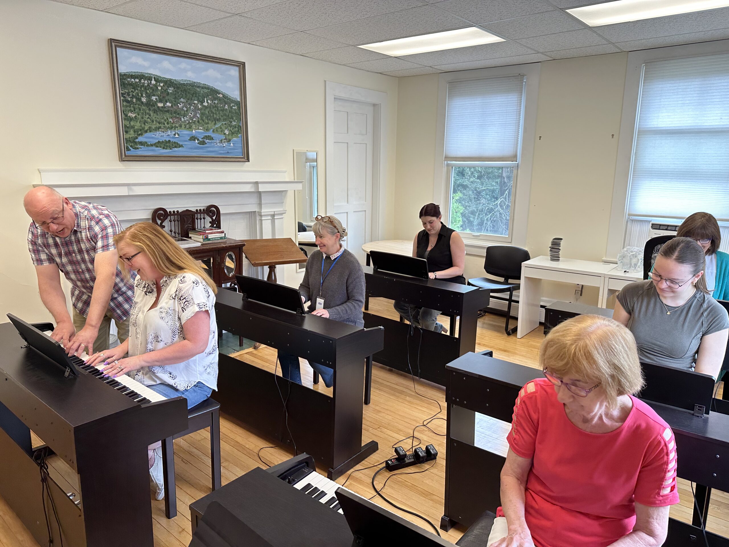 Adult group piano class at South Shore Conservatory