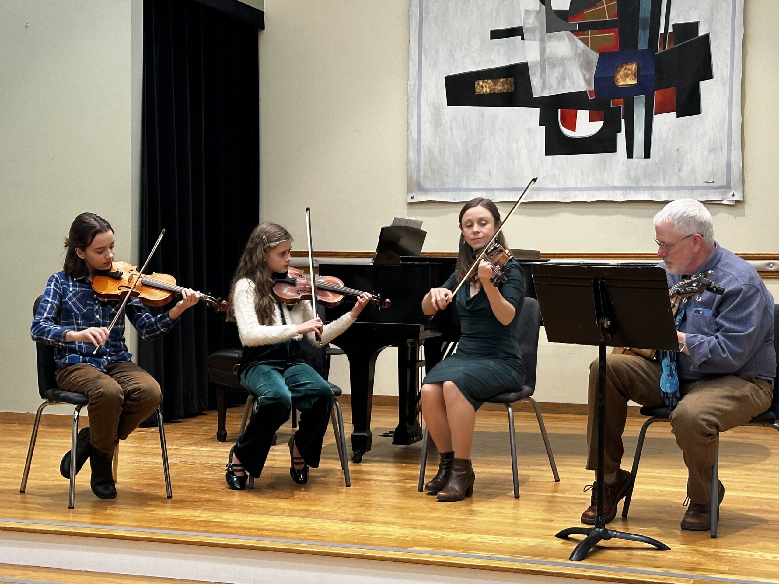Irish traditional fiddle students and faculty performing at South Shore Conservatory